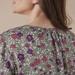 Bloes met 3/4-mouwen en bloemenprint