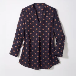 Bloes met stippenprint en Tunesische hals, crêpe