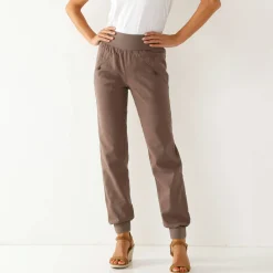 Bloezende broek met elastische taille, linnen-katoen