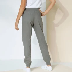 Bloezende broek met elastische taille, linnen-katoen