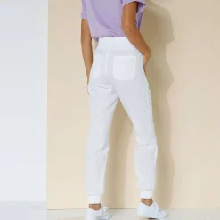 Bloezende broek met elastische taille, linnen-katoen