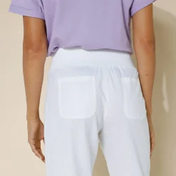Bloezende broek met elastische taille, linnen-katoen