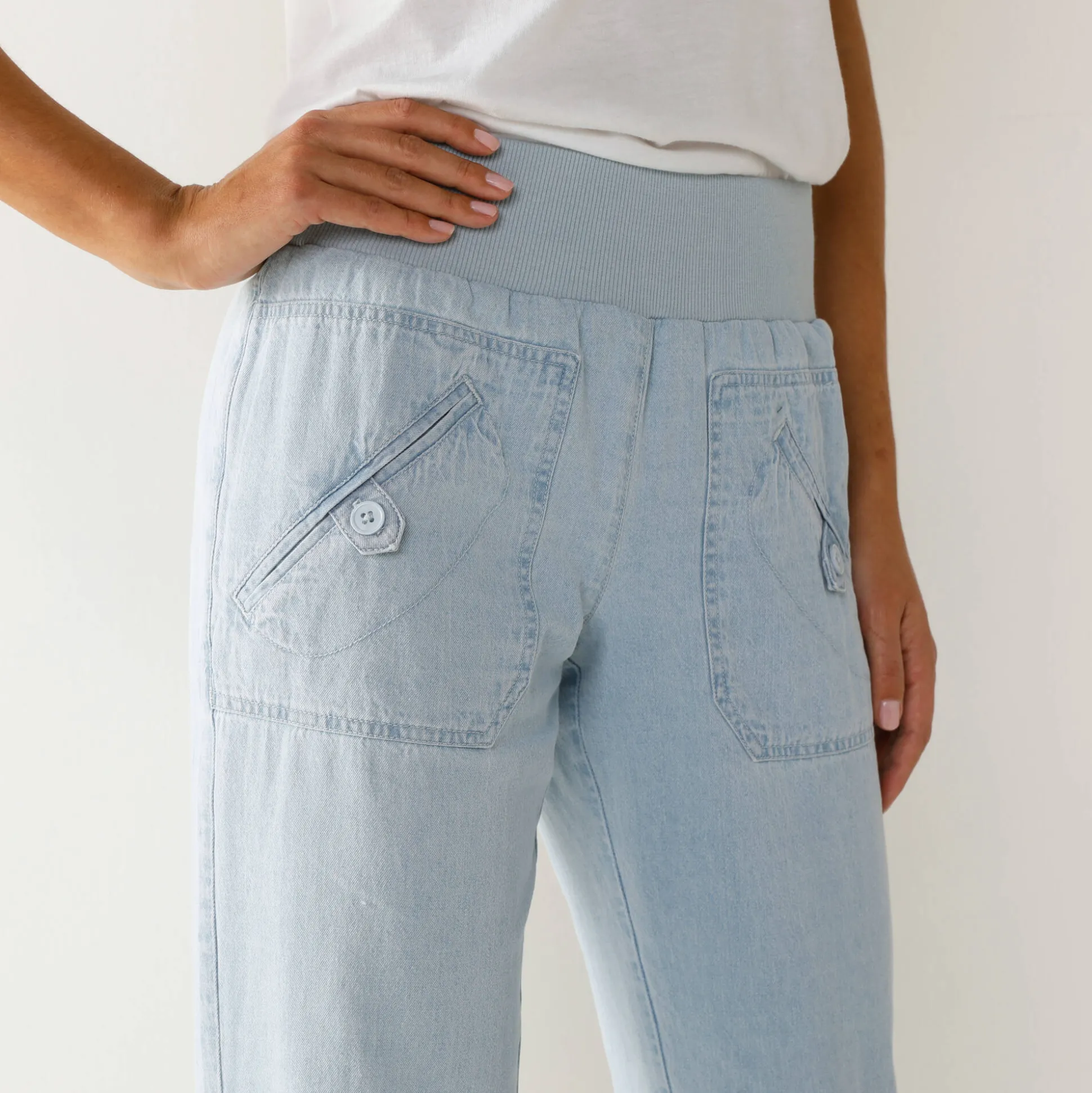 Bloezende jeans met elastische taille
