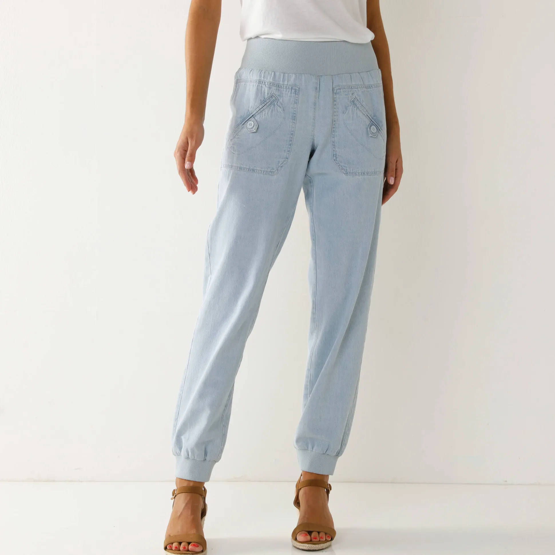 Bloezende jeans met elastische taille