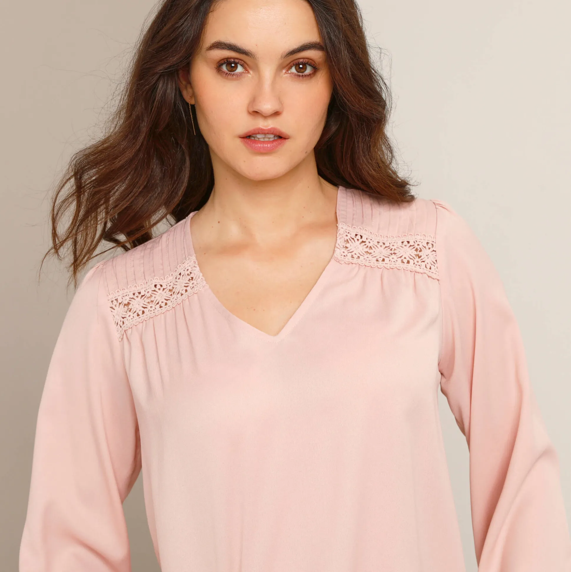 Blouse met kanten details, crêpe