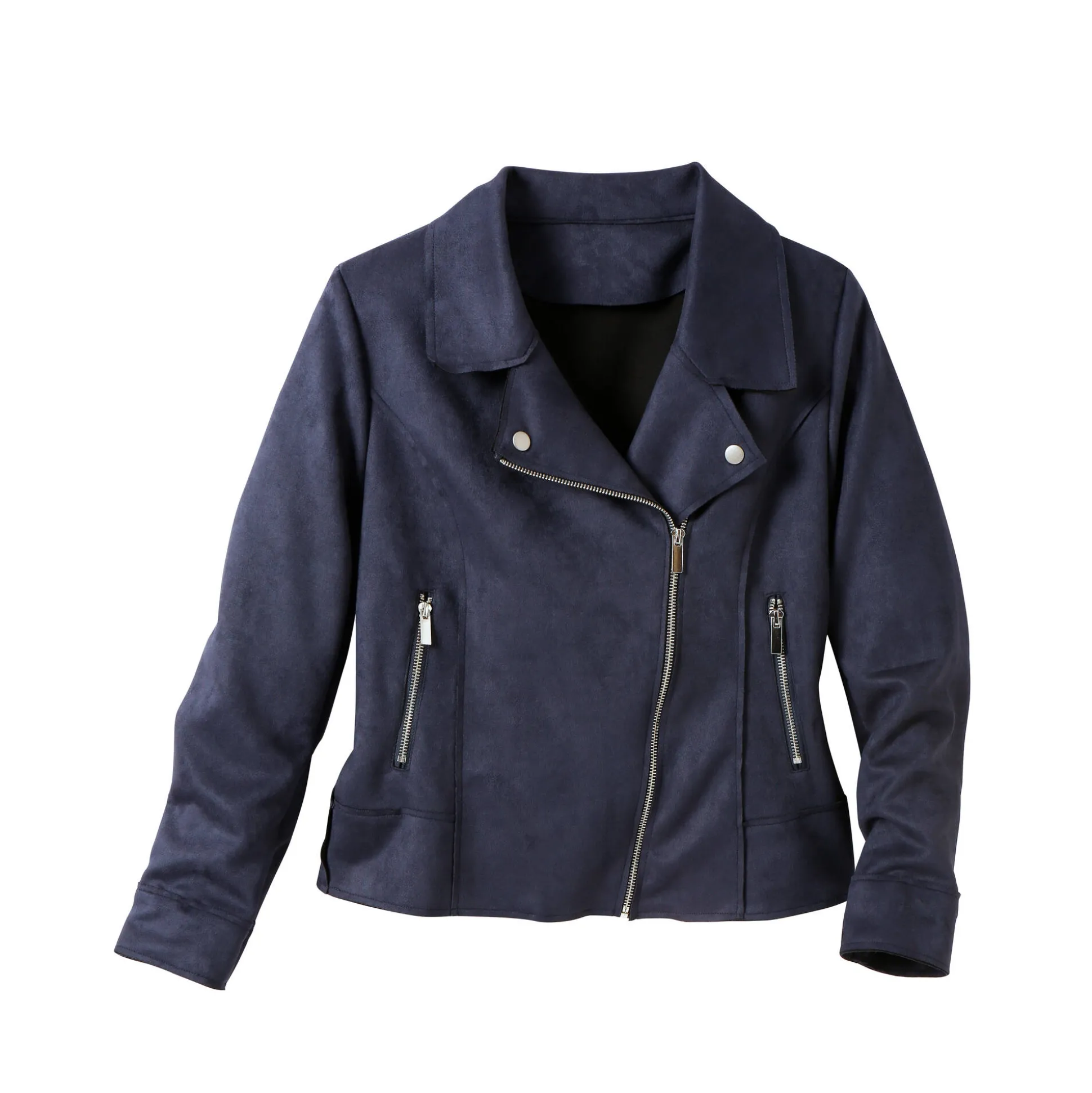 Blouson in suèdine met rits en reverskraag met drukknoopsluiting