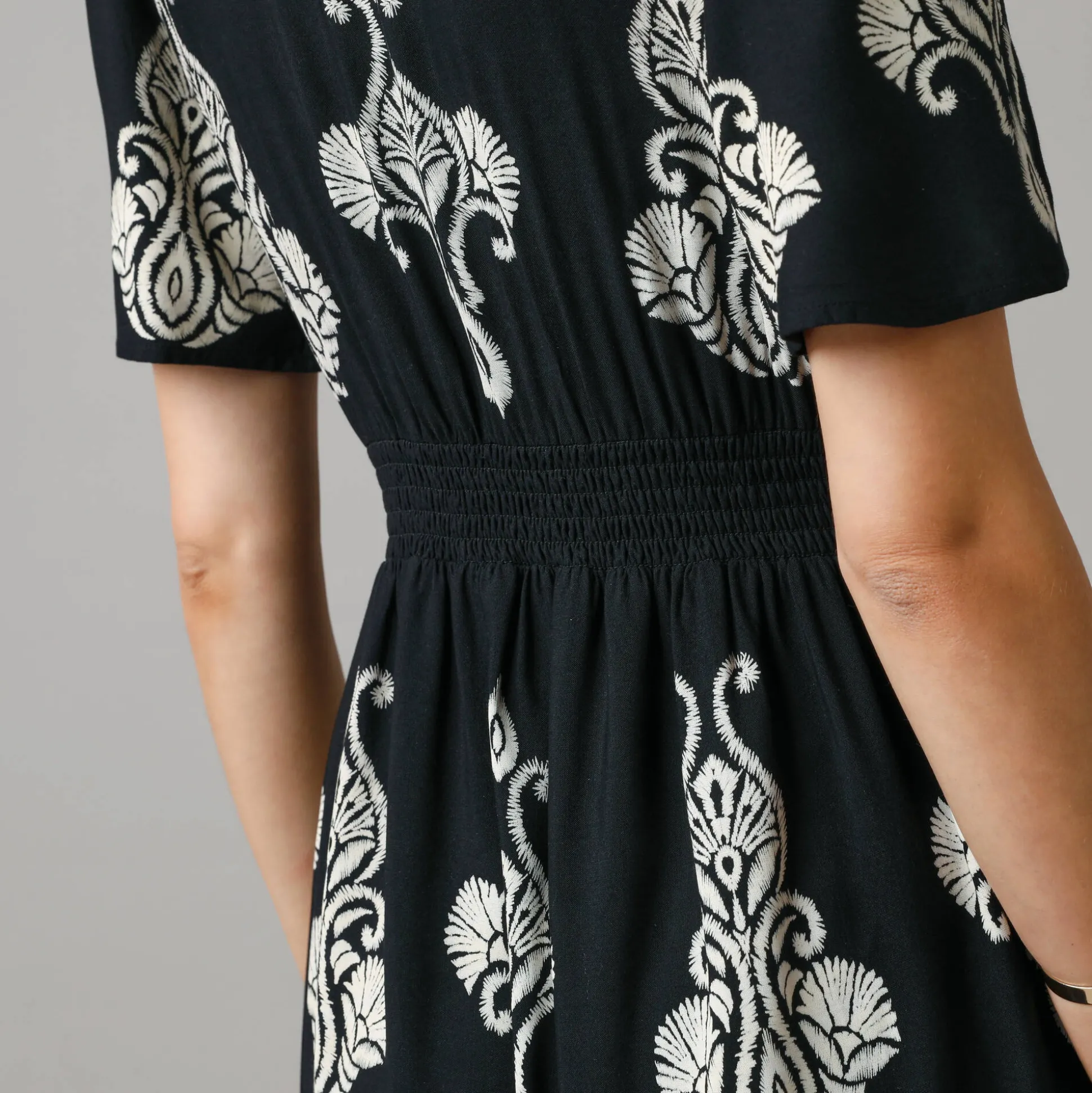 Bohemian lange jurk, print met borduureffect