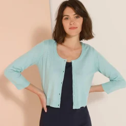 Bolero-vest met knopen, zachte touch