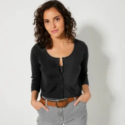 Bolero-vest met knopen, zachte touch