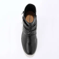 Boots in 2 materialen met plissé en sleehak - zwart