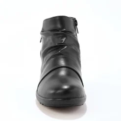 Boots in 2 materialen met plissé en sleehak - zwart