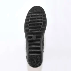 Boots in 2 materialen met plissé en sleehak - zwart