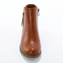 Boots in 2 materialen, rits en sierspijkers