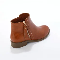 Boots in 2 materialen, rits en sierspijkers