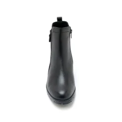Boots in glad leer met rits en hak, extrabreed