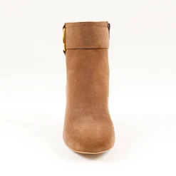 Boots in splitleer met gesp opzij