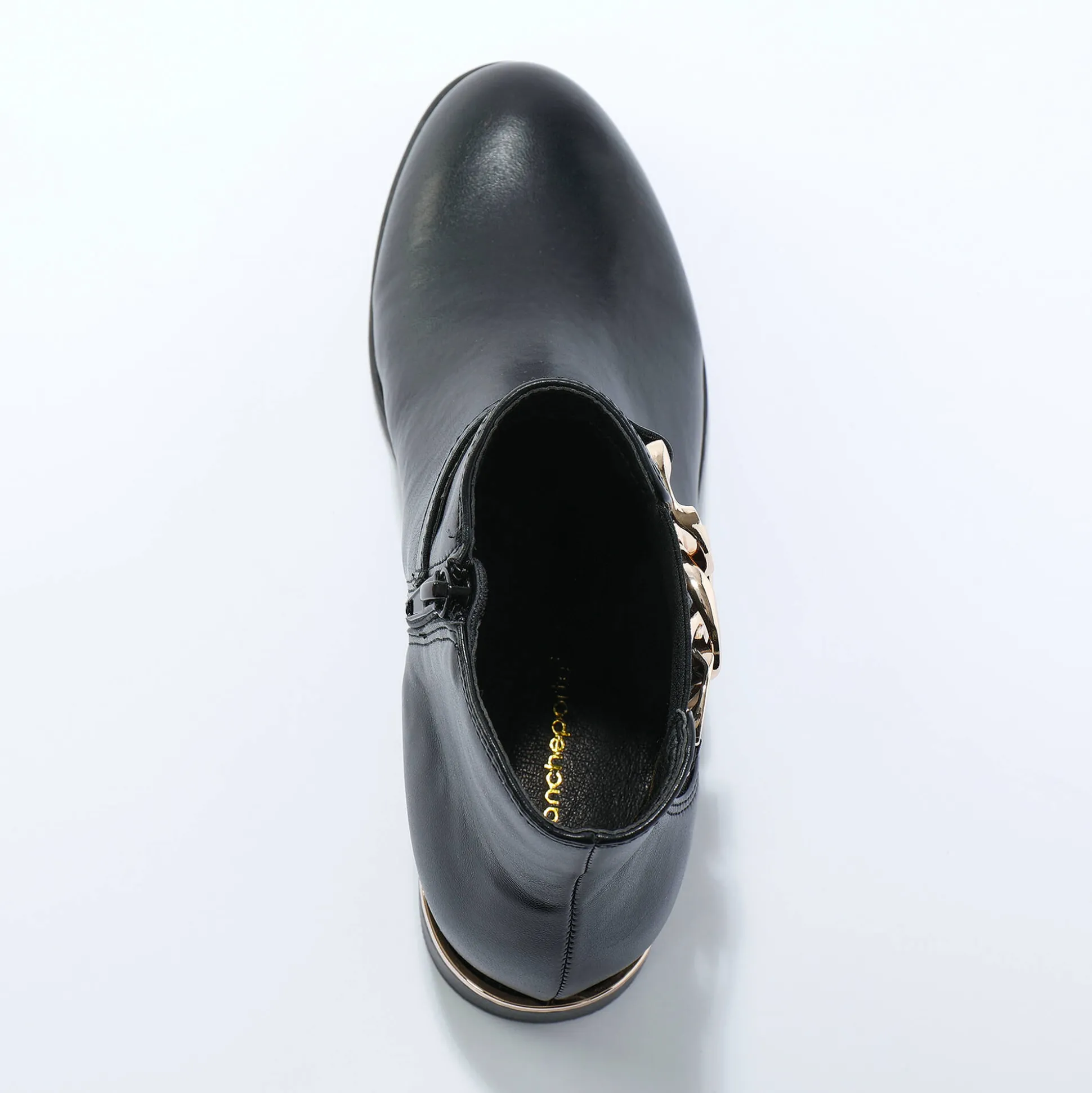 Boots met elastieken en rits, goudkleurige gesp
