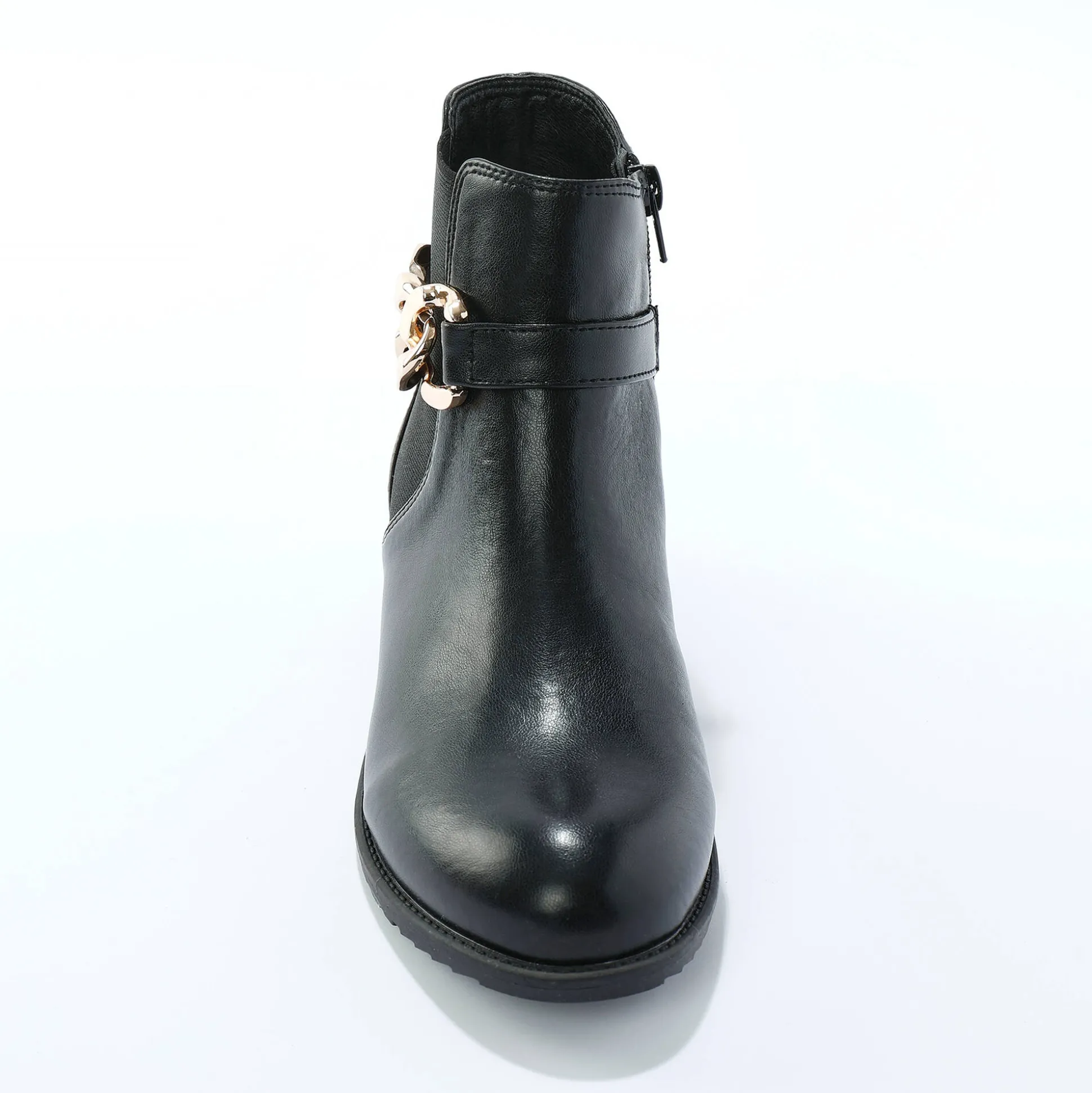 Boots met elastieken en rits, goudkleurige gesp