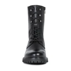 Boots met gekartelde zool en leren bovenwerk, zwart
