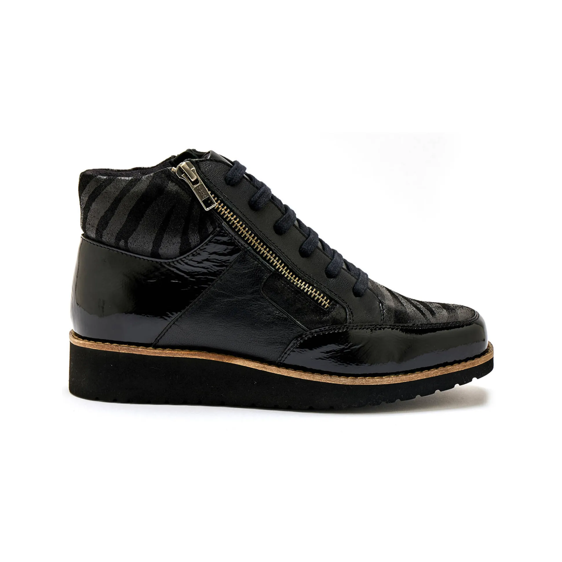 Boots met rits en veters, breed model - zebramotieven