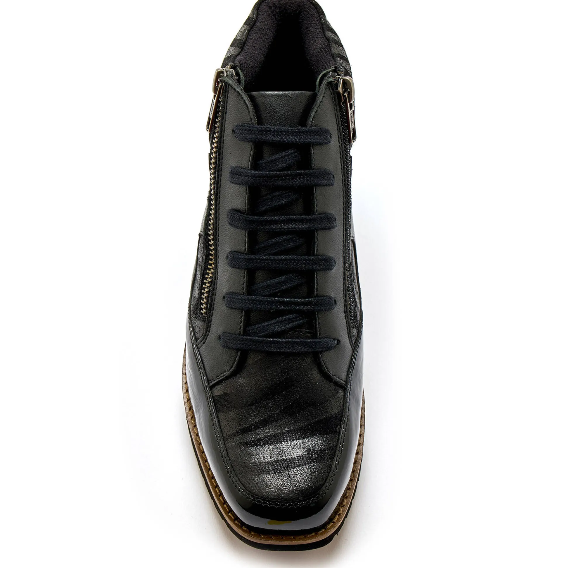 Boots met rits en veters, breed model - zebramotieven