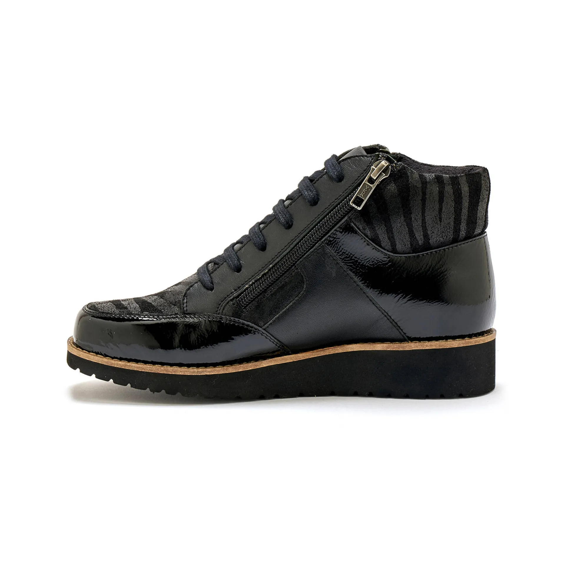 Boots met rits en veters, breed model - zebramotieven