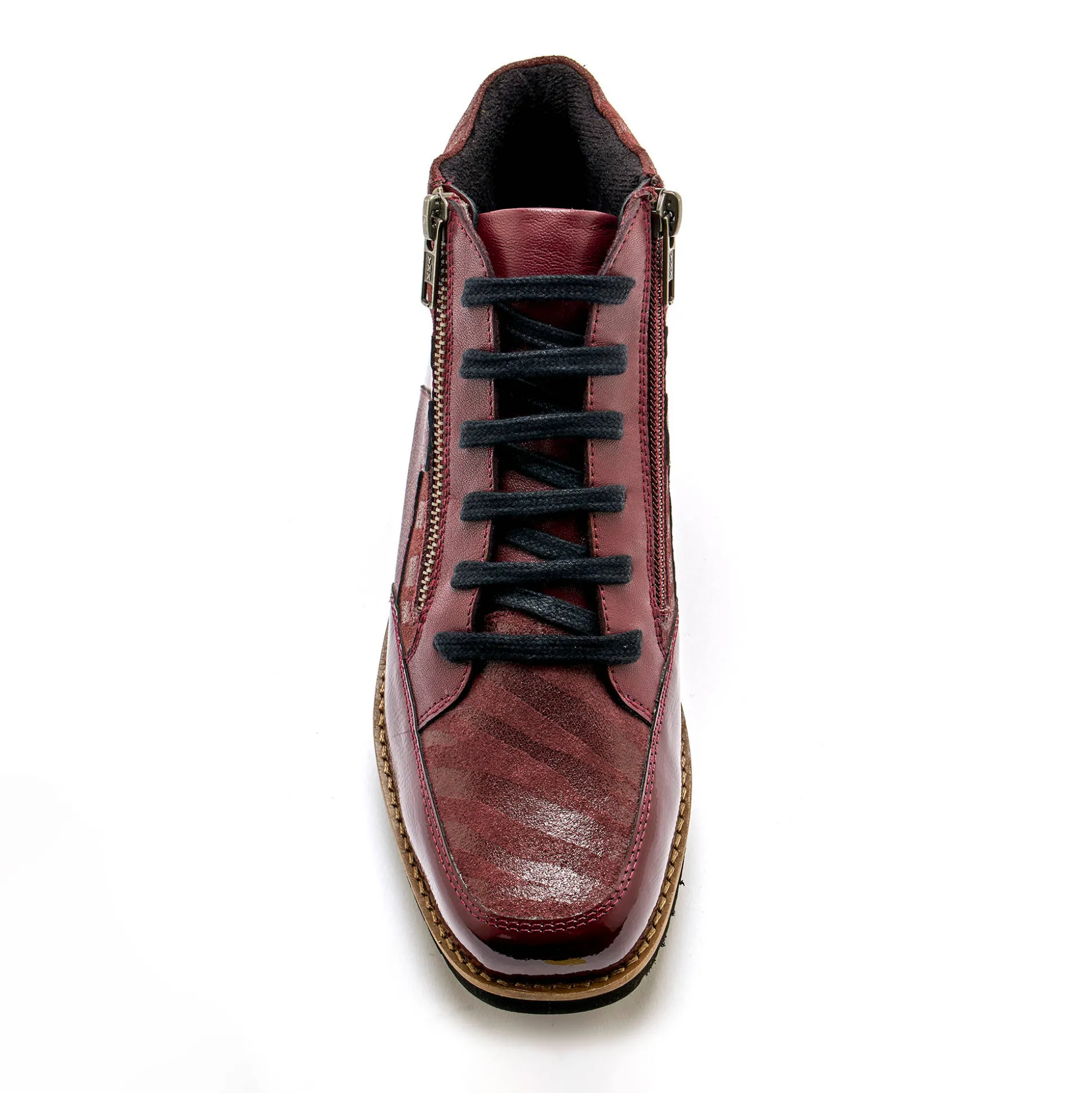 Boots met rits en veters, breed model - zebramotieven