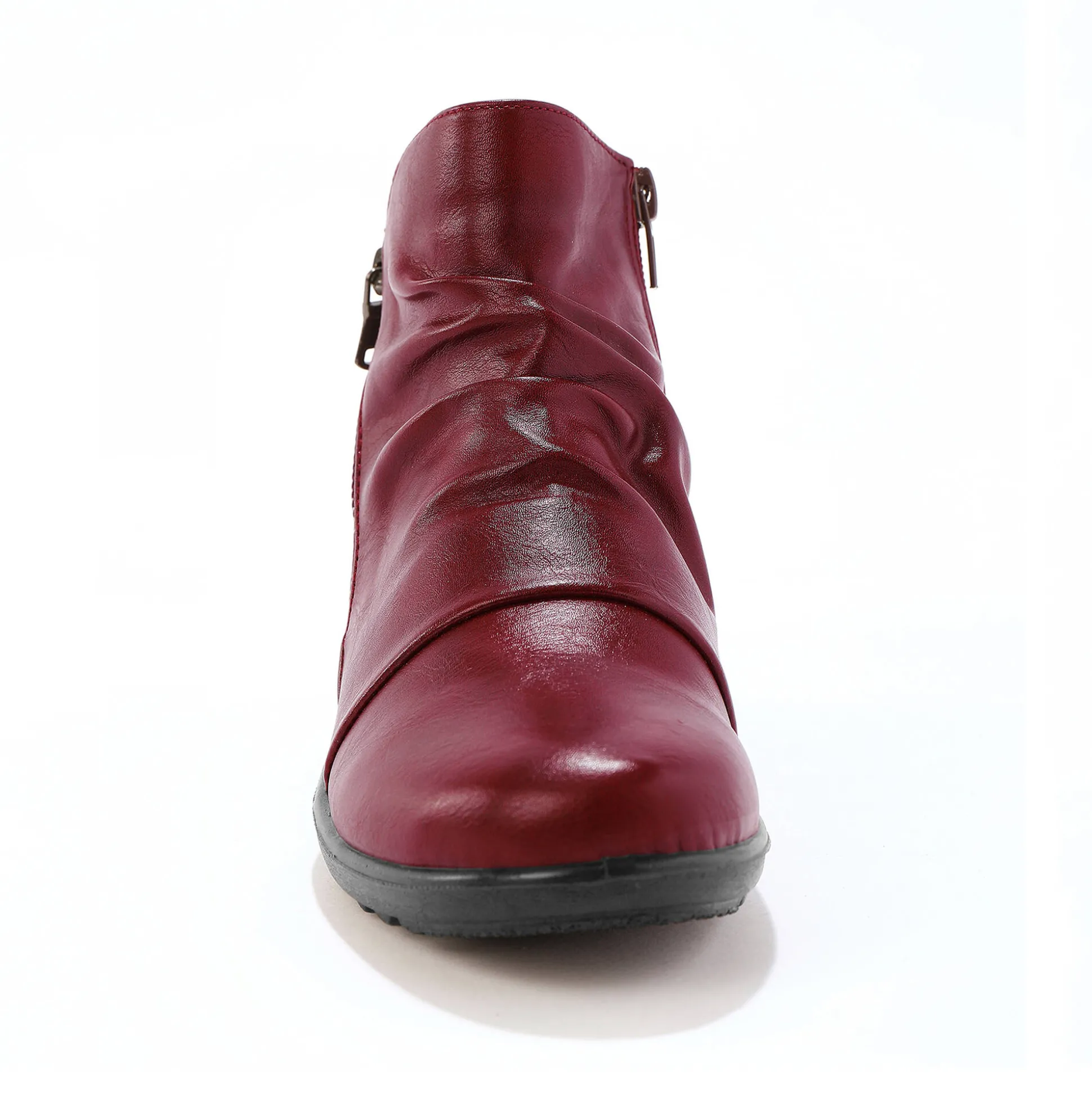 Boots met sleehak en rits, getextureerd effect achter