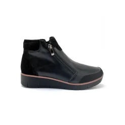 Boots met sleehak en rits in leer en splitleer