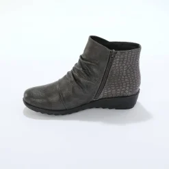 Boots met sleehak en rits, getextureerd effect achter