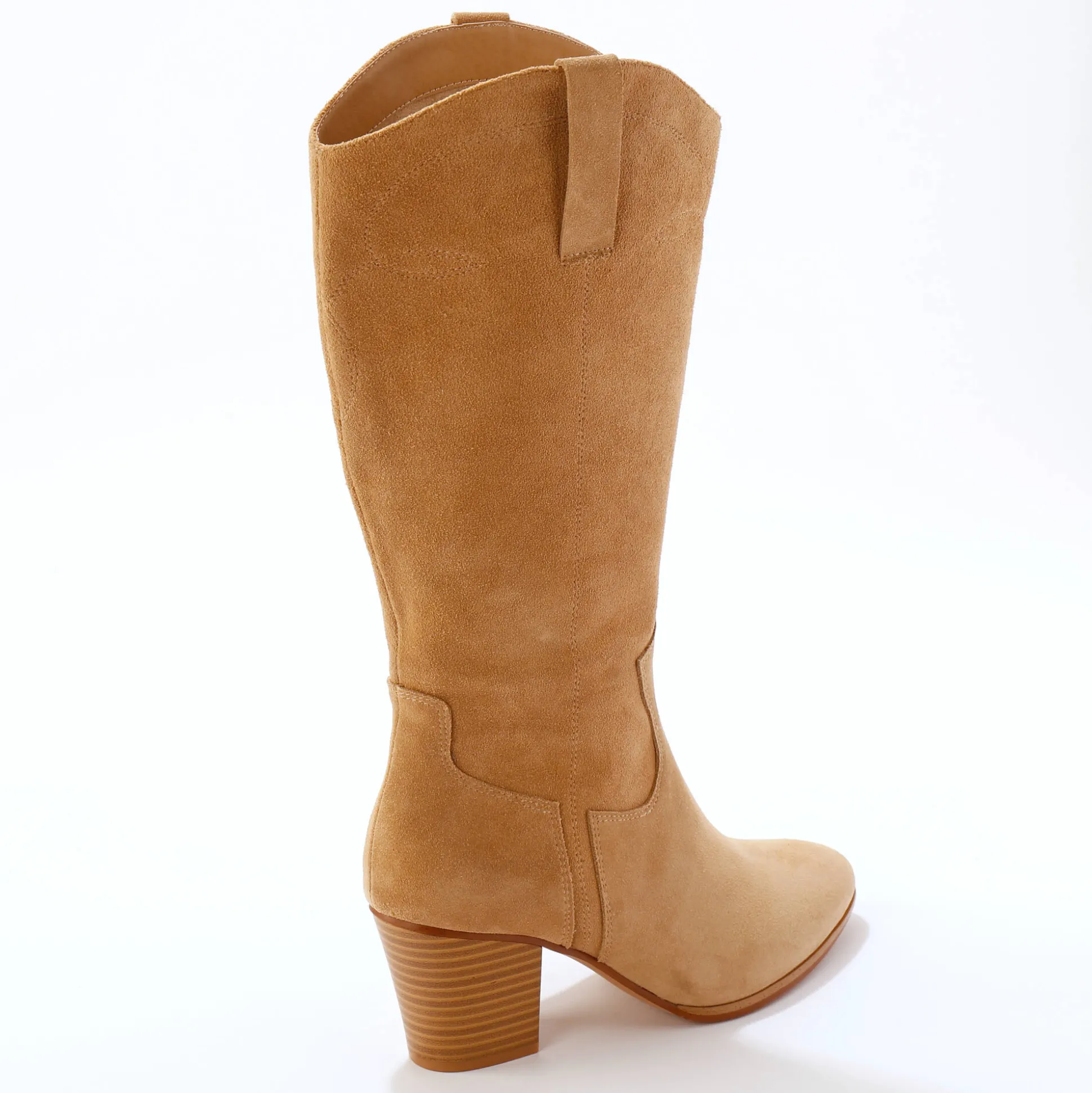 Bottes hautes santiags, cuir suédé
