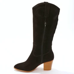 Bottes hautes santiags, cuir suédé
