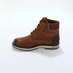 Bottines met veters, leer en velours