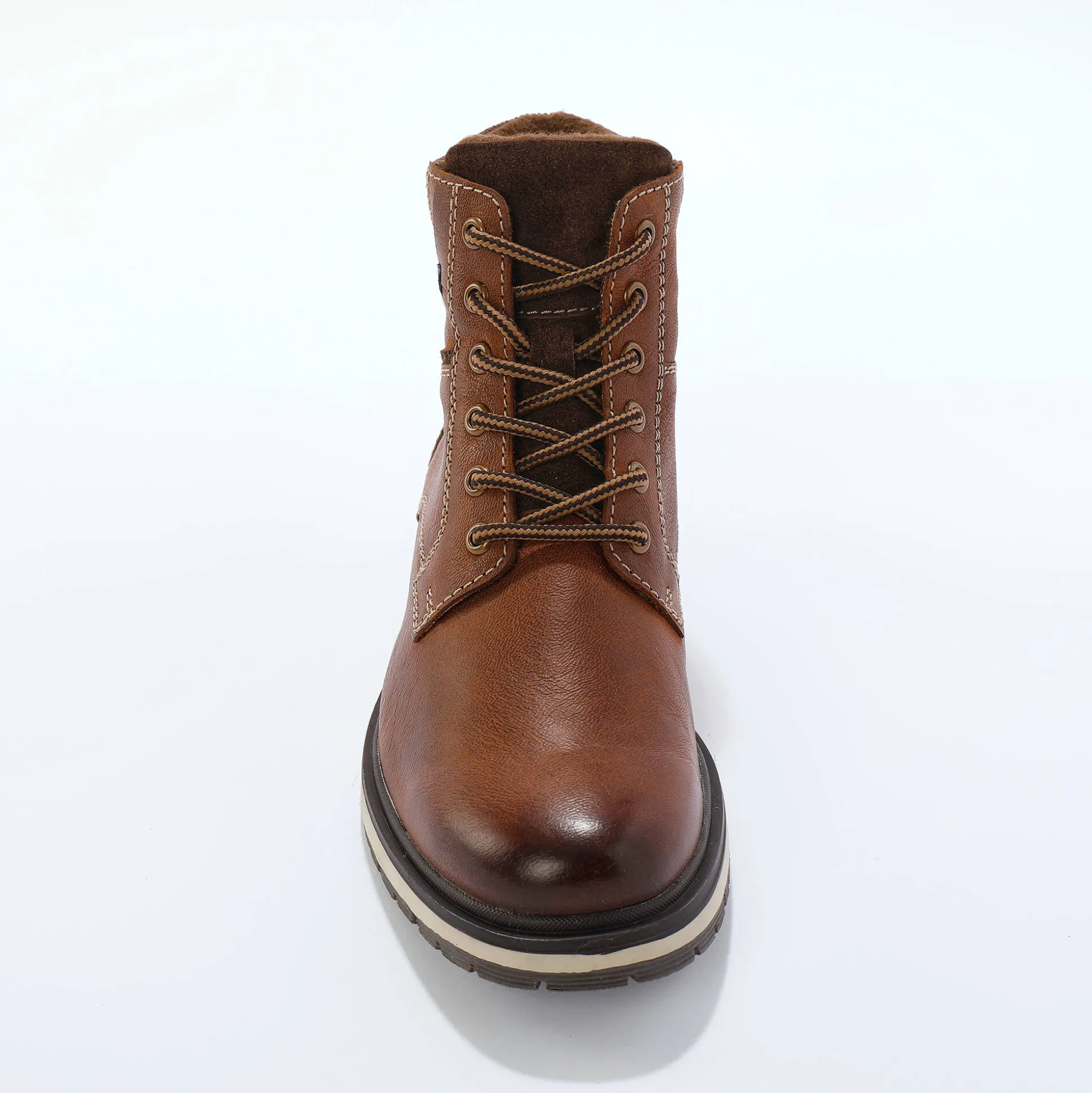 Bottines met veters, leer en velours