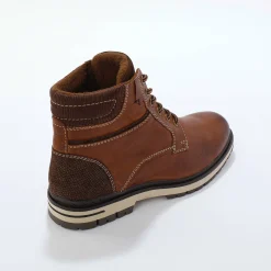 Bottines met veters, leer en velours