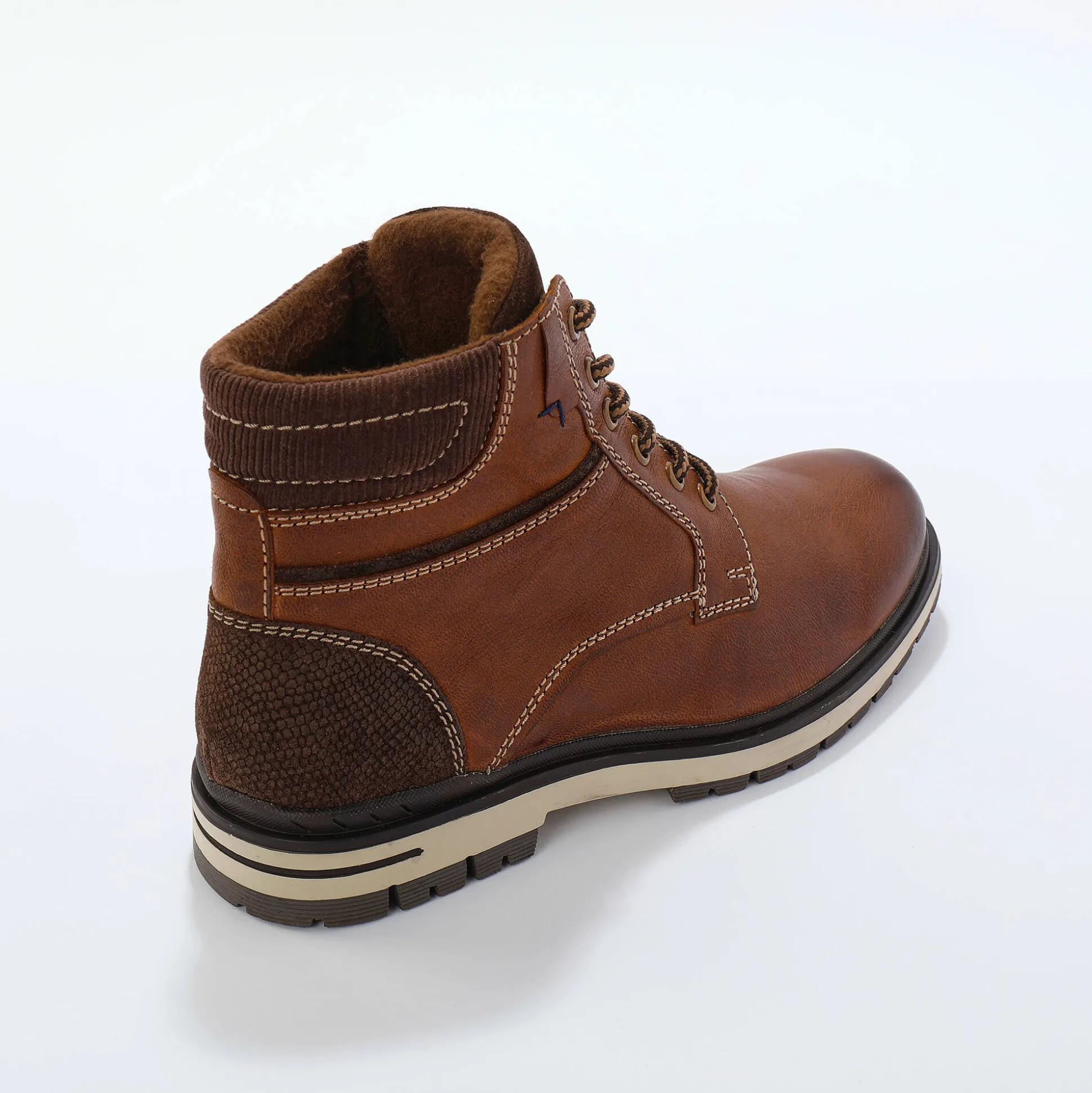 Bottines met veters, leer en velours