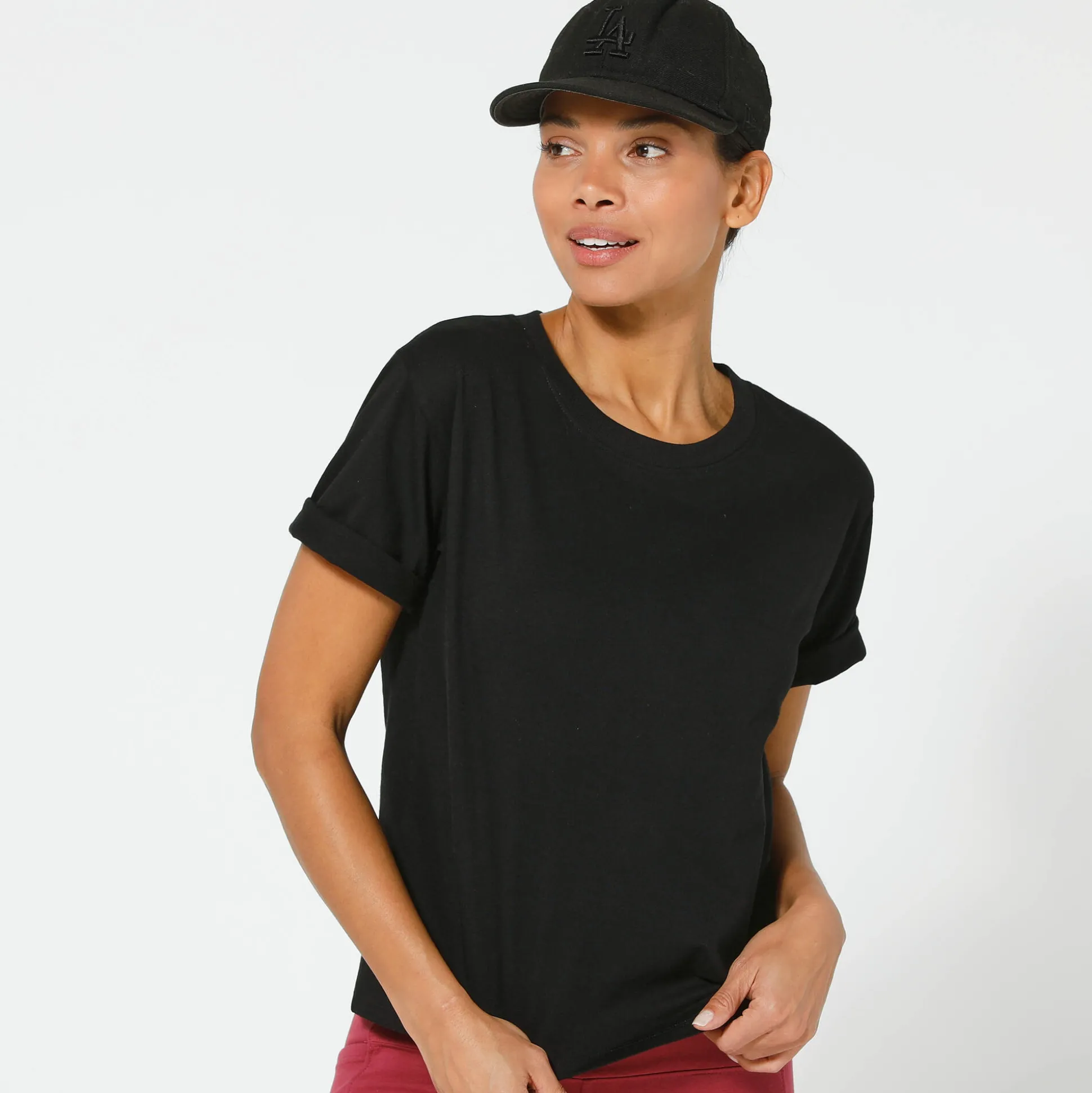 Boxy T-shirt met ellebooglange mouwen