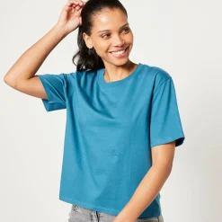 Boxy T-shirt met ellebooglange mouwen