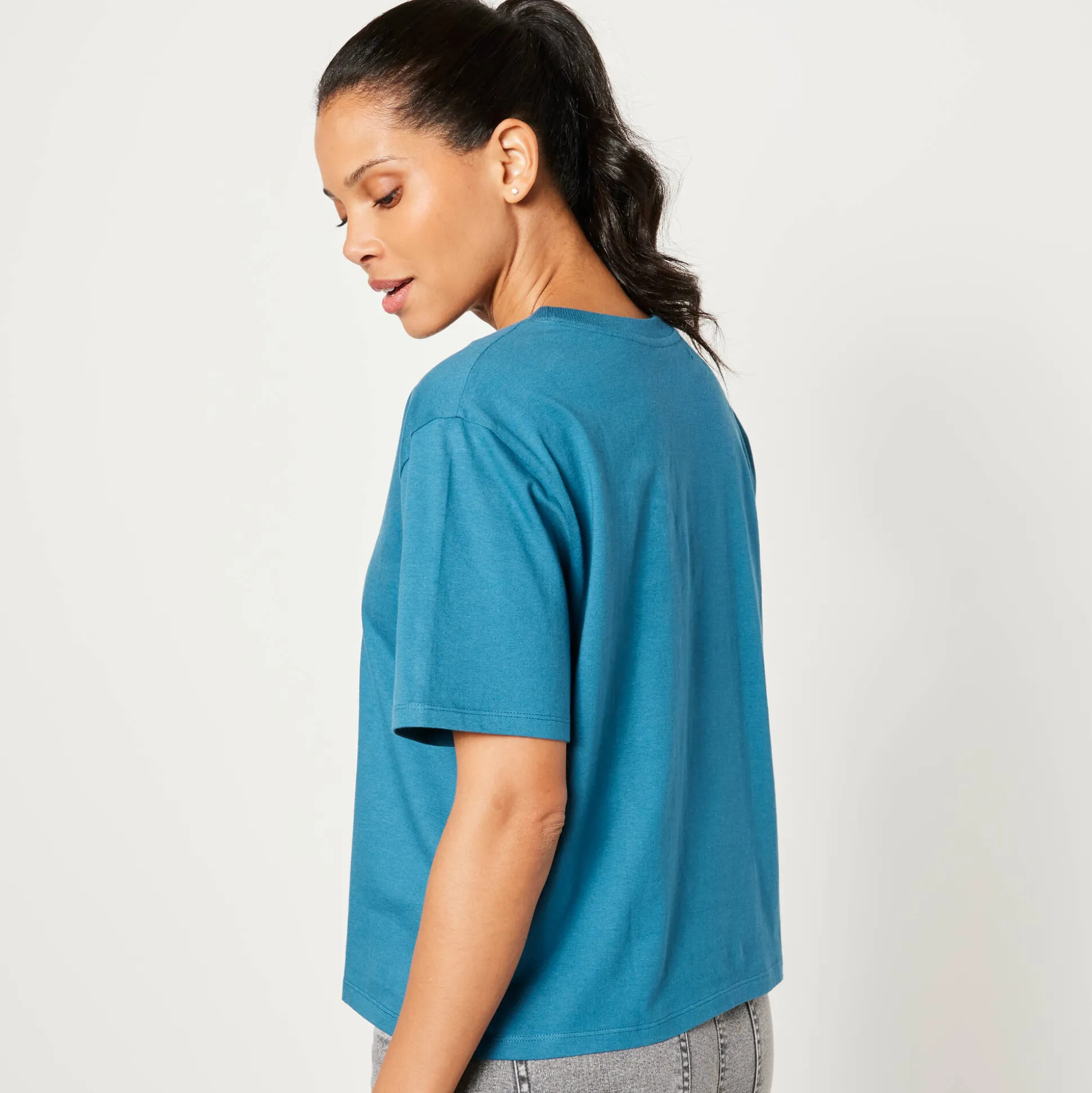 Boxy T-shirt met ellebooglange mouwen