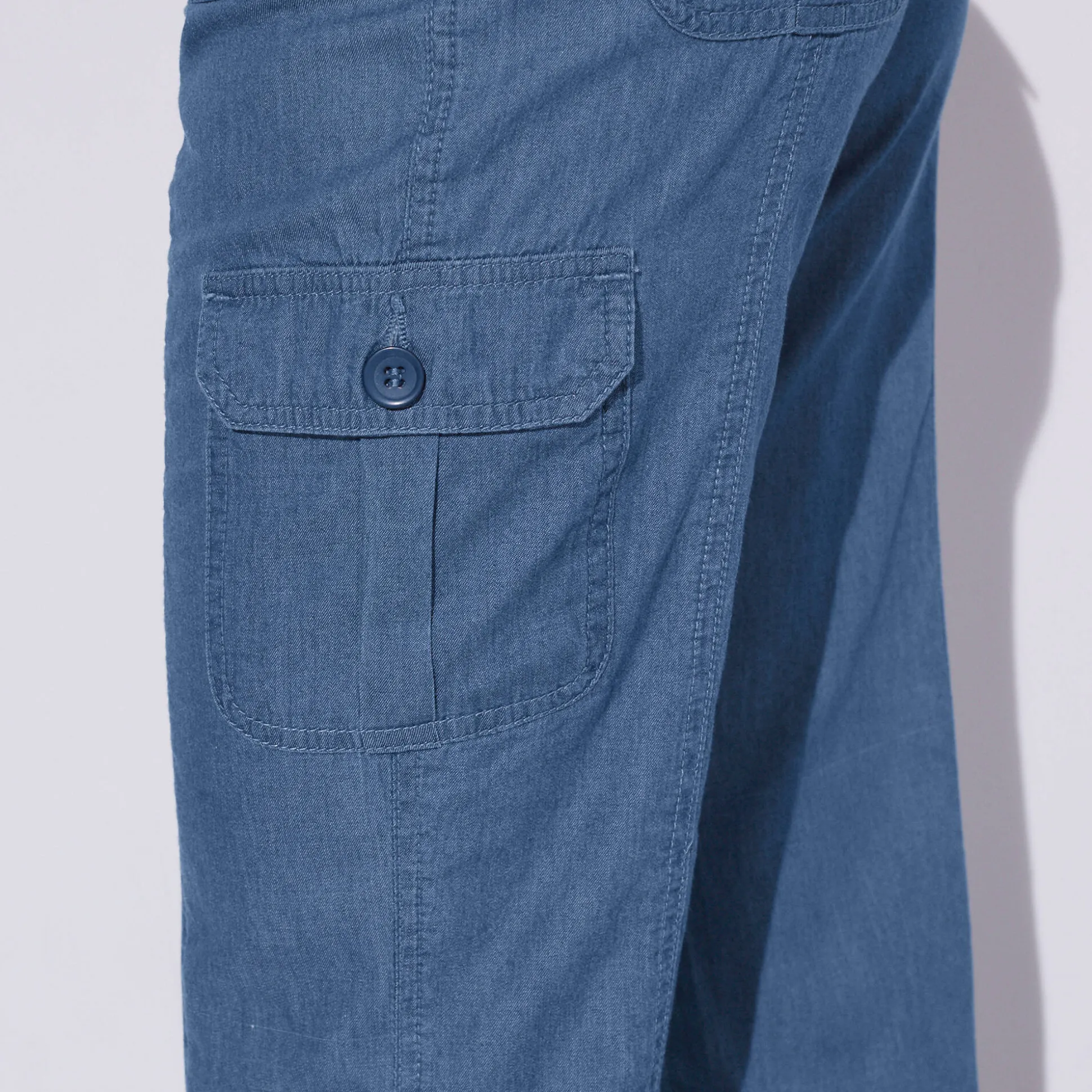 3/4-broek in denim met tricot tailleband