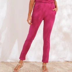 Broek in effen, soepel tricot met elastische taille