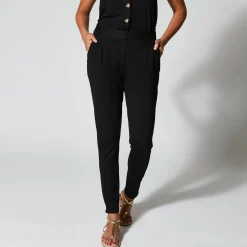 Broek in effen, soepel tricot met elastische taille