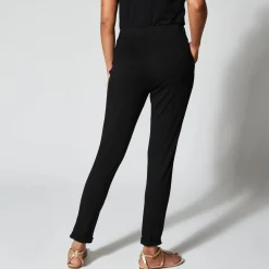 Broek in effen, soepel tricot met elastische taille