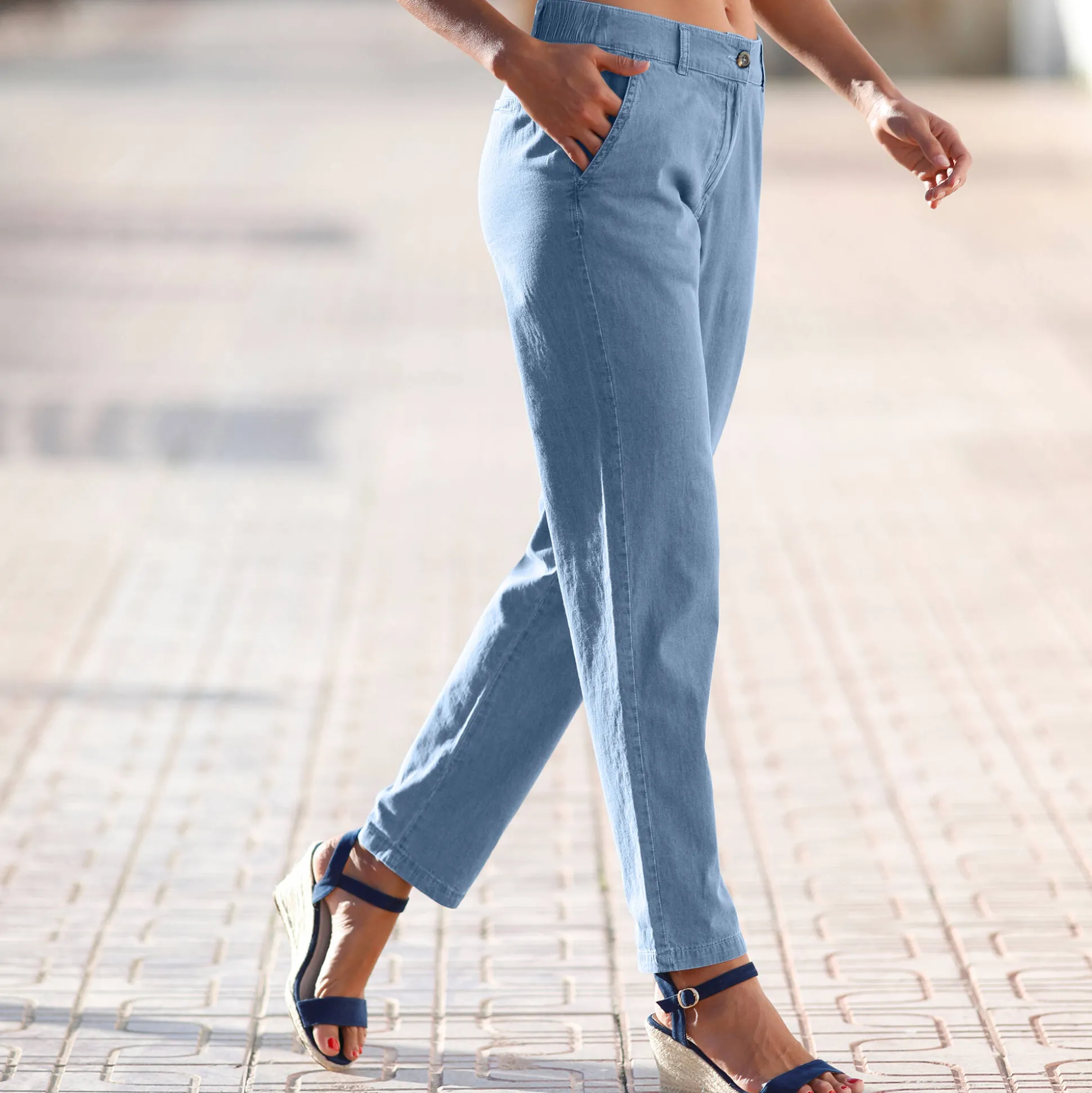Broek in lichte jeansstof