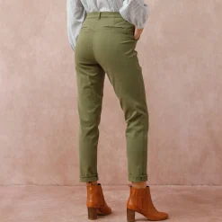 Broek in 'mom' model met hoge taille, stretch