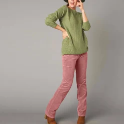 Broek in ribvelours met recht model
