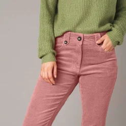 Broek in ribvelours met recht model