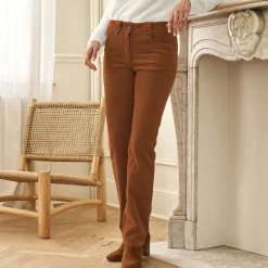 Broek in ribvelours met recht model