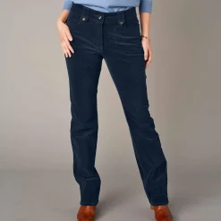 Broek in ribvelours met recht model