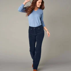 Broek in ribvelours met recht model